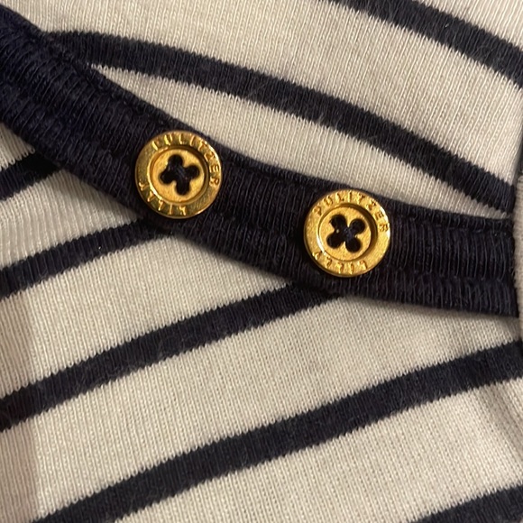 Lilly Pulitzer Top White & Navy Striped 3/4 Sleeves Size L - Picture 5 of 12